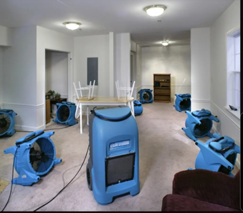 Air movers and dehumidifier setup for Water Extraction & Removal in Willoughby